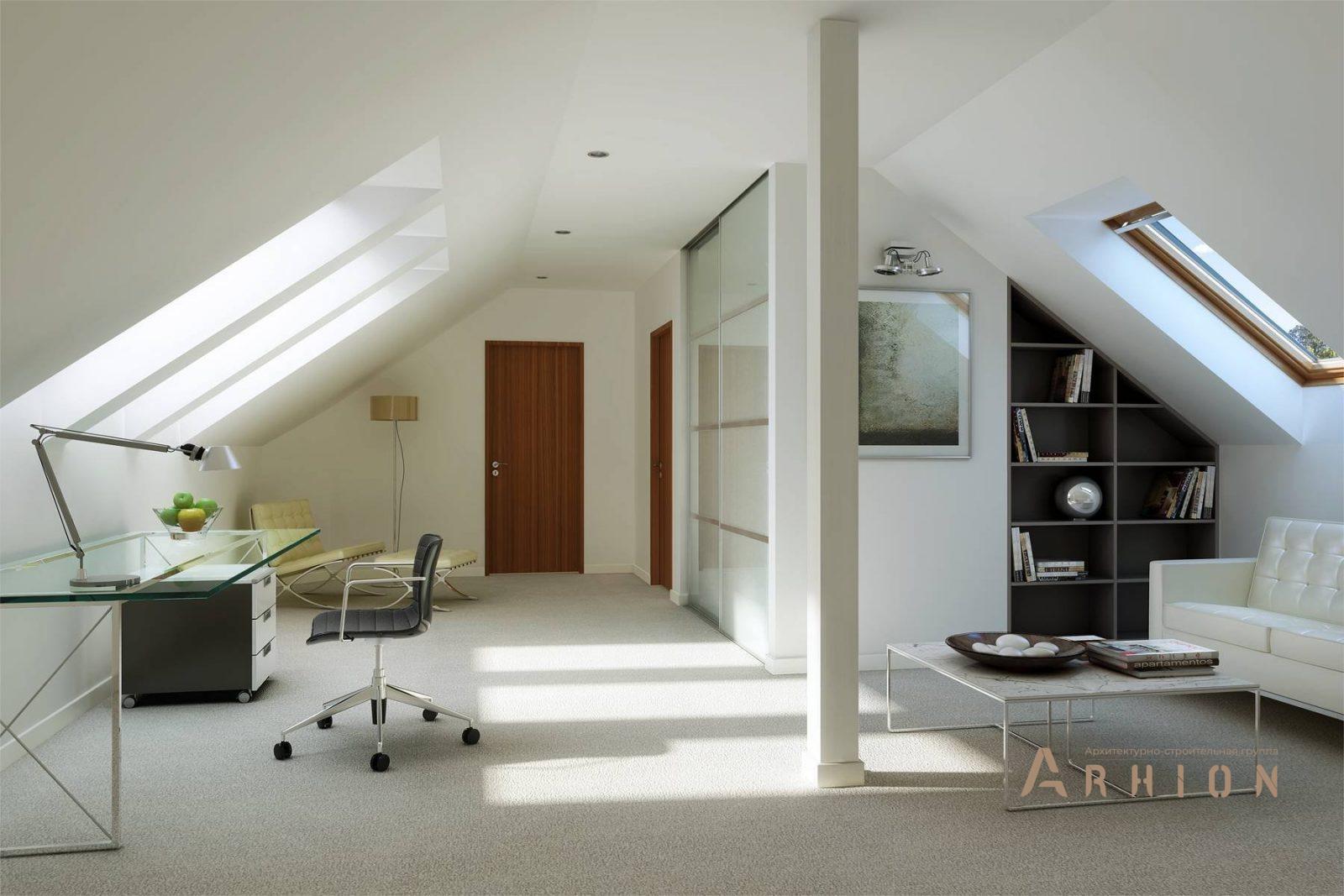 5. Проект одноэтажного дома в современном стиле с плоской кровлей , BY-19, площадью - 220 кв c мансардой, гаражом